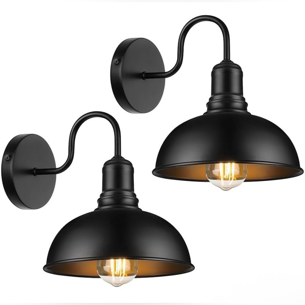 Outdoor / Indoor Wall Sconces, 2 Pack Exterior Waterproof Farmhouse Gooseneck